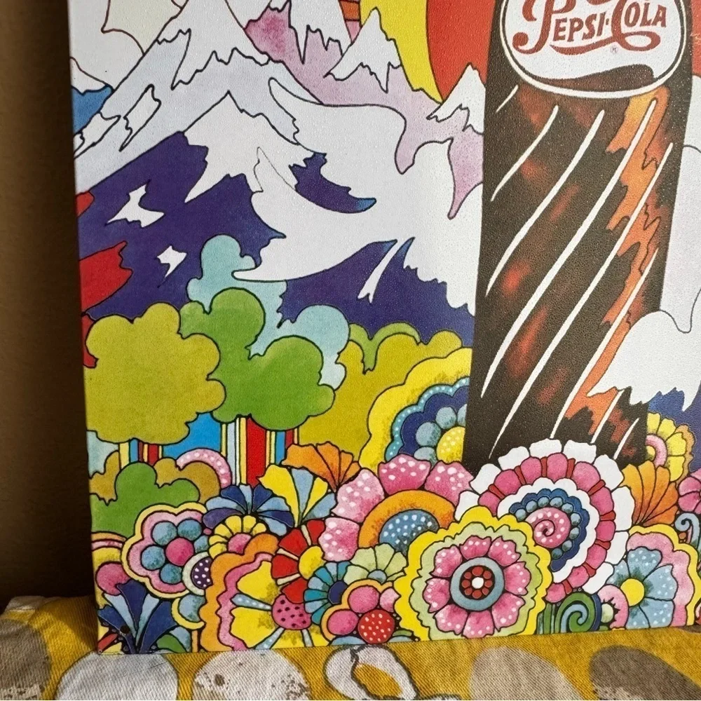 Metal colorful sunburst Pepsi cola sign